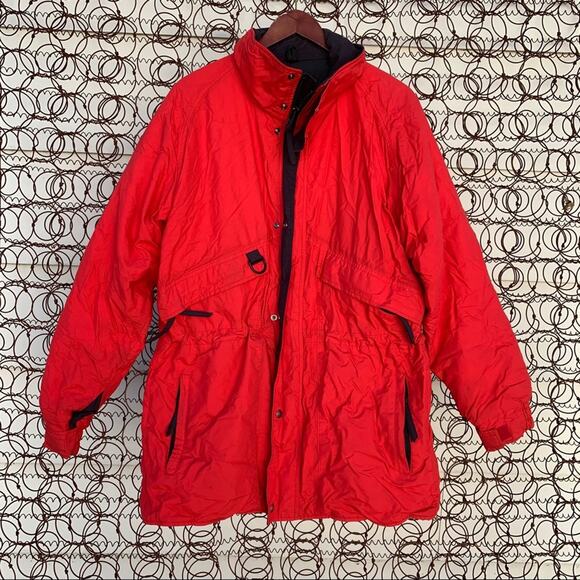 Vintage 90s Woolrich red winter ski coat jacket parka MEDIUM - Picture 1 of 12